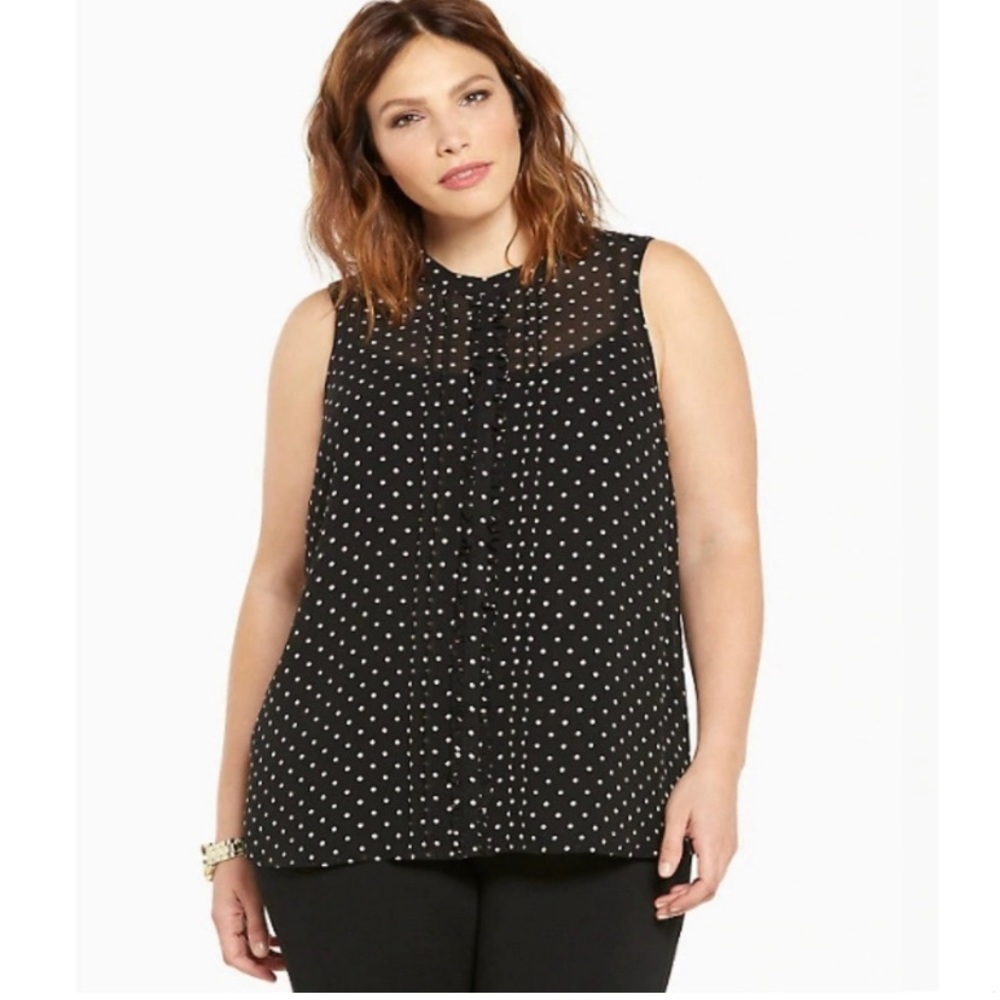 Torrid Polka Dot Ruffle Sleeveless Blouse Size 2 2X 18- 20